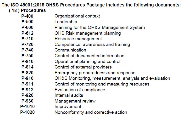 ISO 45001:2018 Procedures - ISO 45001 Store